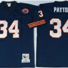 Activewear  Uniform #34 Walter Payton Jerseys Vintage Navy Throwback Shirt
