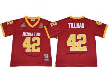 Activewear  Uniform #42 Pat Tillman Jerseys Red AZ Sun Devils College Shirt