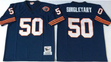Activewear  Uniform #50 Mike Singletary Jerseys Vintage Navy Throwback Shirt