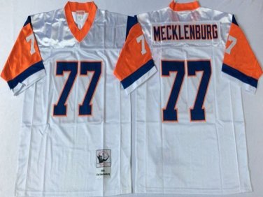 Activewear  Uniform #77 Karl Mecklenburg Jerseys Vintage White Throwback Shirt