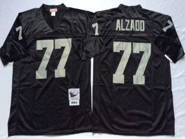 Activewear  Uniform #77 Lyle Alzado Jerseys M&N Vintage Black Throwback Shirt
