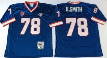 Activewear  Uniform #78 Bruce Smith Jerseys M&N Vintage Blue Throwback Shirt
