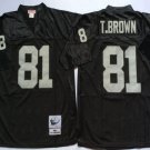 Activewear  Uniform #81 Tim Brown Jerseys M&N Vintage Black Throwback Shirt