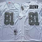 Activewear  Uniform #81 Tim Brown Jerseys M&N Vintage White Throwback Shirt