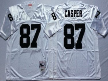 Activewear  Uniform #87 Dave Casper Jerseys M&N Vintage White Throwback Shirt