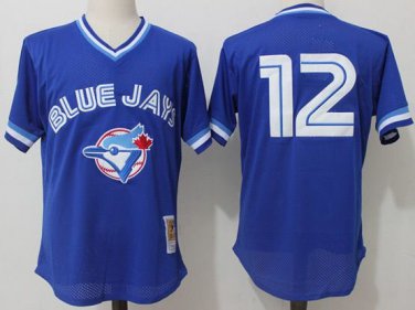 Activewear Baseball Uniform 12 Roberto Alomar Jerseys Blue Pullover Throwback Shirt