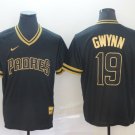 Activewear Baseball Uniform 19 Tony Gwynn Jerseys Black Gold Cooperstown V Neck Shirt