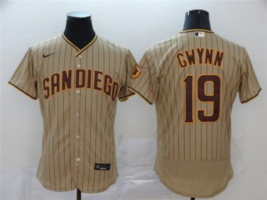 Activewear Baseball Uniform 19 Tony Gwynn Jerseys Tan Alternate Elite Retired Shirt