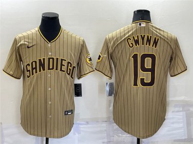 Activewear Baseball Uniform 19 Tony Gwynn Jerseys Tan Alternate Retired Player Shirt