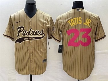 Activewear Baseball Uniform 23 Fernando Tatis Jr. Jerseys Tan Pink CoolBase Shirt