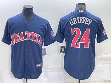 Activewear Baseball Uniform 24 Ken Griffey Jr. Jerseys  Navy Independence Day Shirt