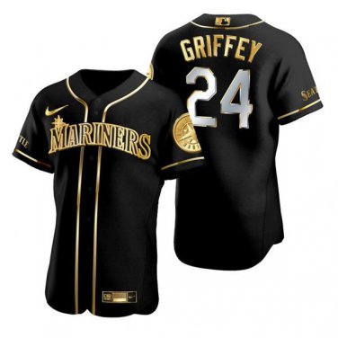 Activewear Baseball Uniform 24 Ken Griffey Jr. Jerseys Black Golded Edition Cool Shirt