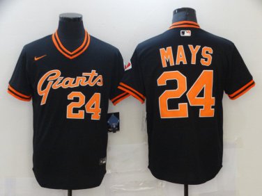 Activewear Baseball Uniform 24 Willie Mays Jerseys Black Pullover Cooperstown Shirt