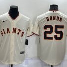 Activewear Baseball Uniform 25 Barry Bonds Jerseys Cream Home Retired Player Shirt