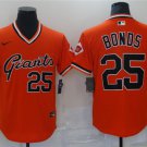 Activewear Baseball Uniform 25 Barry Bonds Jerseys Orange Pullover Cooperstown Shirt