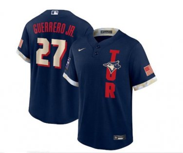 Activewear Baseball Uniform 27 Vladimir Guerrero Jr. Jerseys Navy 2021 All-Star Shirt