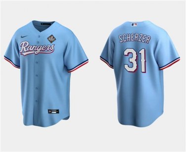 Activewear Baseball Uniform 31 Max Scherzer Jerseys Blue 2023 World Series Game Shirt