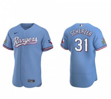 Activewear Baseball Uniform 31 Max Scherzer Jerseys Light Blue Alternate Elite Shirt
