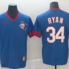 Activewear Baseball Uniform 34 Nolan Ryan Jerseys Royal Cooperstown Pullover Shirt