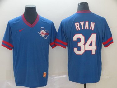Activewear Baseball Uniform 34 Nolan Ryan Jerseys Royal Cooperstown Pullover Shirt