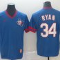 Activewear Baseball Uniform 34 Nolan Ryan Jerseys Royal Cooperstown Pullover Shirt