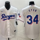 Activewear Baseball Uniform 34 Nolan Ryan Jerseys White Home Retired Player Shirt