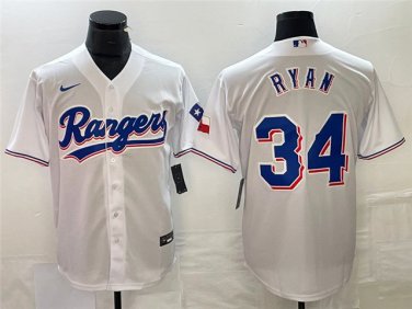 Activewear Baseball Uniform 34 Nolan Ryan Jerseys White Home Retired Player Shirt