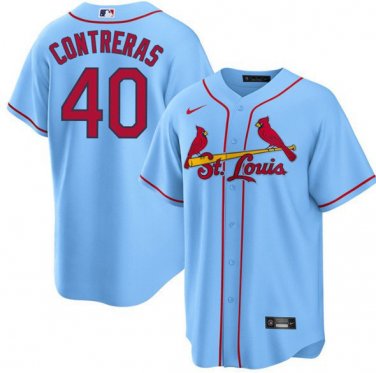 Activewear Baseball Uniform 40 Willson Contreras Jerseys Light Blue Alternate Shirt