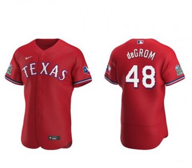 Activewear Baseball Uniform 48 Jacob DeGrom Jerseys Red Alternate Player Elite Shirt