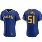 Activewear Baseball Uniform 51 Ichiro Suzuki Jerseys Royal City Connect Elite Shirt