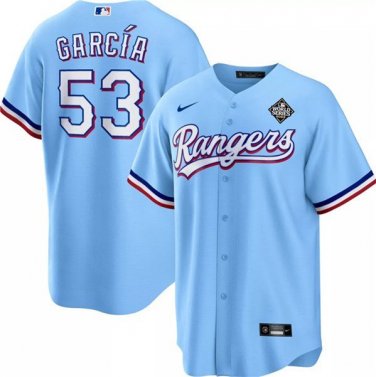 Activewear Baseball Uniform 53 Adolis Garc&Atilde;&shy;a Jerseys Blue 2023 World Series Shirt