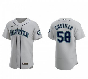 Activewear Baseball Uniform 58 Luis Castillo Jerseys Gray Road Player Elite Shirt