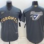 Activewear Baseball Uniform Toronto Blue Jays Blank Jerseys Charcoal Team Big Logo Cool Shirt