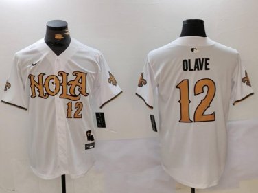 Chris Olave #12 New Orleans Saints Stitched Jersey White