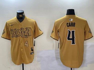 Derek Carr #4 New Orleans Saints Stitched Jersey Yellow