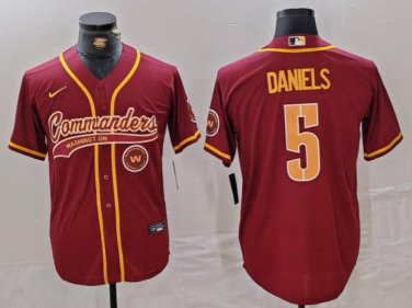 Jayden Daniels #5 Washington Commanders Stitched Jersey Burgundy