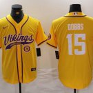 Joshua Dobbs #15 Minnesota Vikings Stitched Jersey Yellow