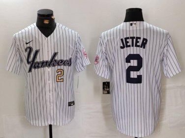 Men's Derek Jeter #2 New York Yankees Home Player Jersey White