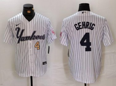 Men's Lou Gehrig #4 New York Yankees Home Player Jersey White