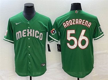 Mexico Uniform 56 Randy Arozarena Jerseys Green 2023 World Baseball Classic Shirt