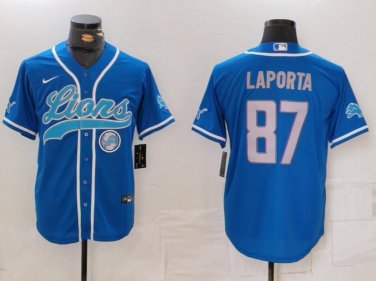 Sam LaPorta #87 Detroit Lions Stitched Jersey Blue