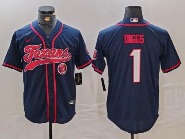 Stefon Diggs #1 Houston Texans Stitched Jersey Navy