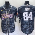 Vikings Uniform #84 Randy Moss Jerseys Grey Camo Baseball CoolBase Shirts