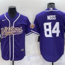Vikings Uniform #84 Randy Moss Jerseys Purple Baseball CoolBase Shirts