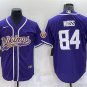 Vikings Uniform #84 Randy Moss Jerseys Purple Baseball CoolBase Shirts