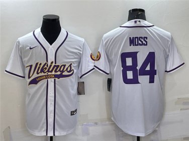 Vikings Uniform #84 Randy Moss Jerseys White Baseball CoolBase Shirts