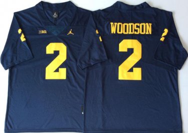 Wolverines Uniform #2 Charles Woodson Jerseys College Navy Limited Shirts