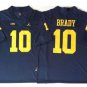 Wolverines Uniform #10 Tom Brady Jerseys Navy College Game Limited Shirts