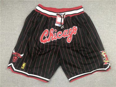 2025 Chicago Bulls _CHICAGO_ Black and Red Stripe Shorts