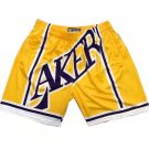 2025 Los Angeles Lakers M&N Big Face Shorts Yellow Hardwood Classics